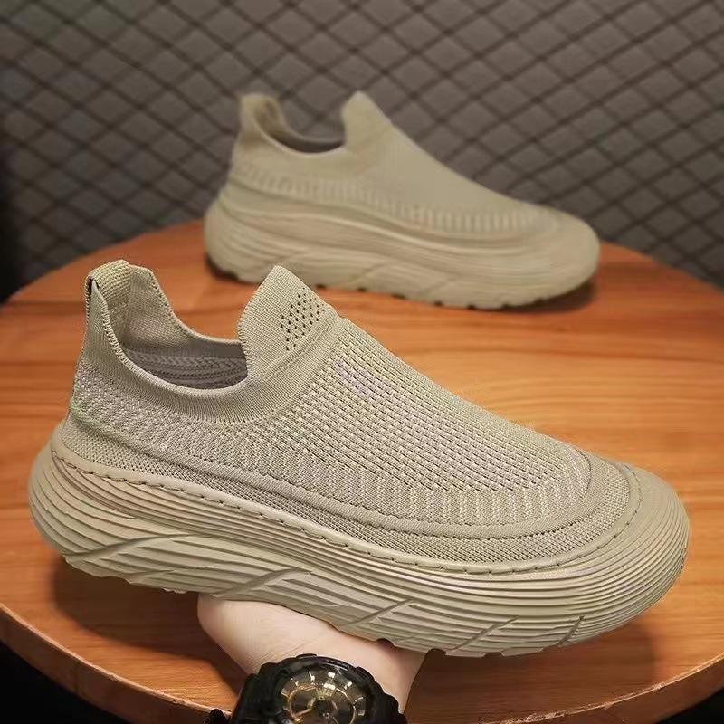 Summer Men's Shoes Casual Shoes New Flying Woven Versatile Casual Simple Breathable One-pedal Sports Mesh Shoes Tide