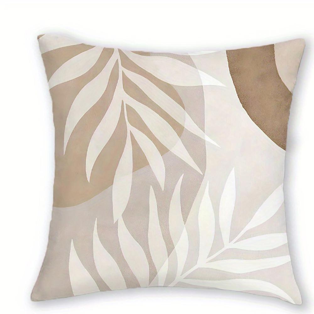 1/4pcs Beige Palm Leaf Patterned Pillowcases Sofa cushion cover home bedroom room decoration