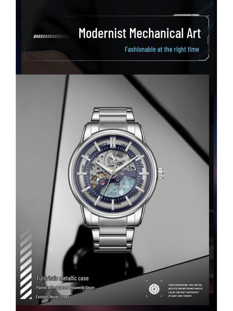 2023 Populární Pánské Tourbillonové Vodotěsné Automatické Mechanické Hodinky Black Warrior