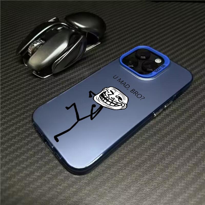 Funny Meme Trollface Phone Case For iPhone 17 16e 16 15 14 13 12 11 Mini Pro Max X XR XSMAX 8 7 Air Plus Anti Fall Matte
