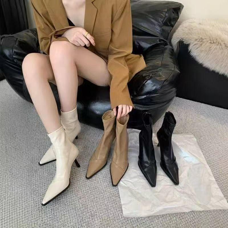 Elegant pointed elastic women's short boots autumn and winter new thin high-heeled temperament small sexy thin boots