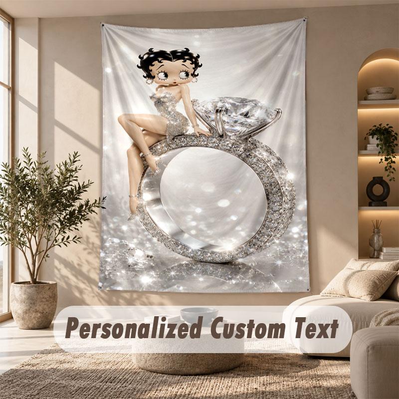 Duvara Asılan Duvar Halısı Sanat Kumaşı Yatak Odası Oda Arka Plan DekorasyonuBetty Boop