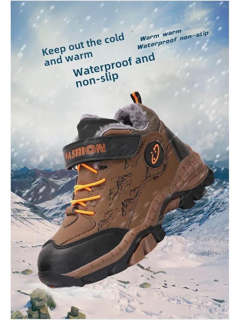 Popular Boys' Snow Boots with Thick Velvet Lining - Warm, Durable, and Ideal for Outdoor Winter Sports