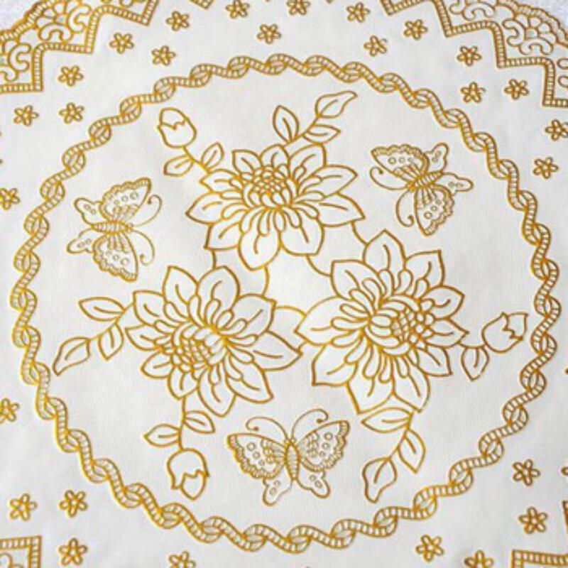 Round PVC Hollow Floral Gold Stamped Placemat