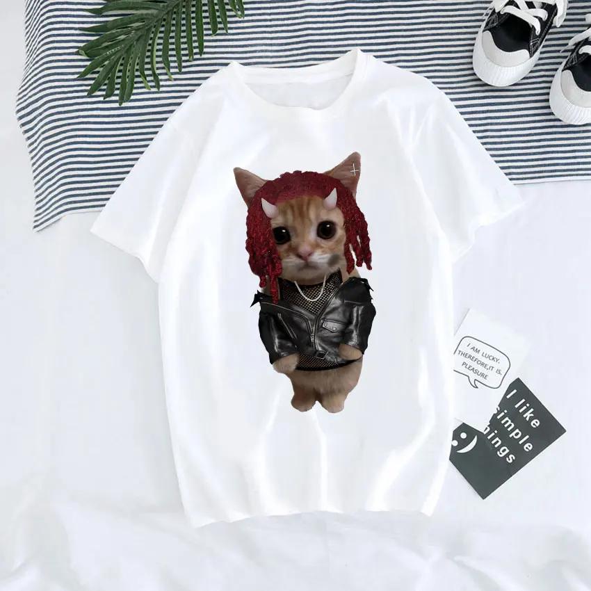 El Gato Meme Sad Crying Cat Munchkin Kitty Meme Print T Shirt Male  T-shirts Men Oversized Tees Harajuku Streetwear