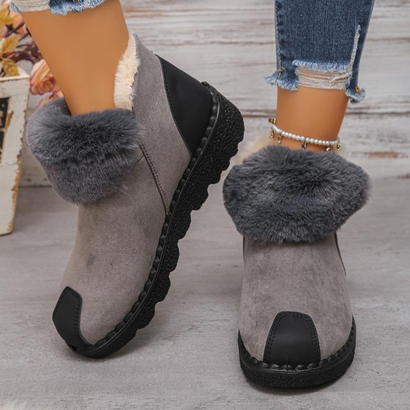 Women's Faux Fur Lined Short Snow Boots Thick Bottom Comfortable Cotton Boot Trendy Fashion Sleeve Boot Warm Cozy Fur Boot