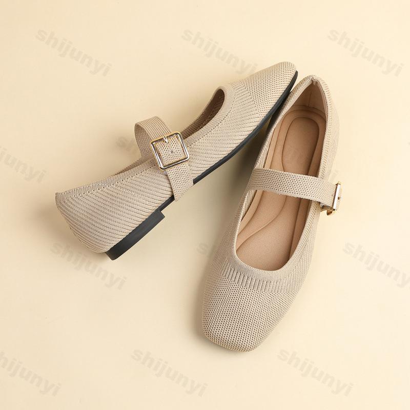 Fashion 2025 New Spring Women Fashion Fly Weave Casual Mary Jane Shoes Mesh Breathable Comfortable Single Shoes Shallow Mouth Flat Pumps