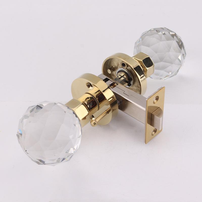 Crystal Glass Spherical Lock Bathroom Door