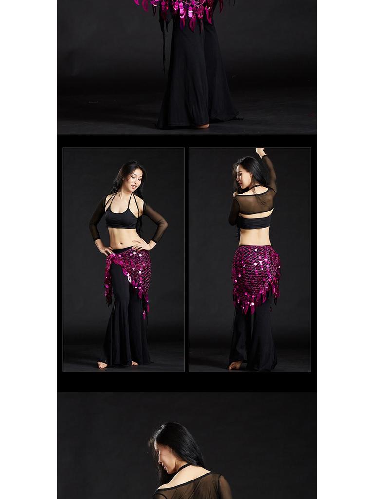 Lanț de talie sirenă eșarfă de șold cu paiete și ciucuri de chimvale