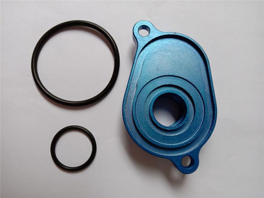 Aluminum Oil Cooler Back Flush Adapter for Ford Powerstroke 03-07 6.0L Blue