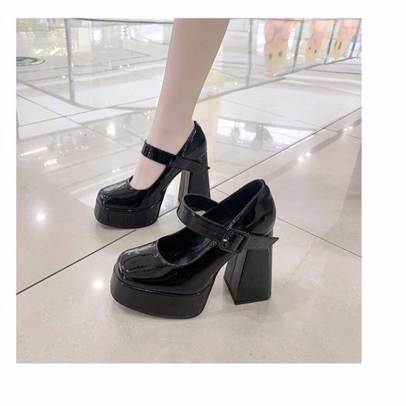 Elegant French Style Mary Jane High Heels Women's White 2025 New Waterproof Platform Thick Sole Round Toe Single Shoe Adult Size