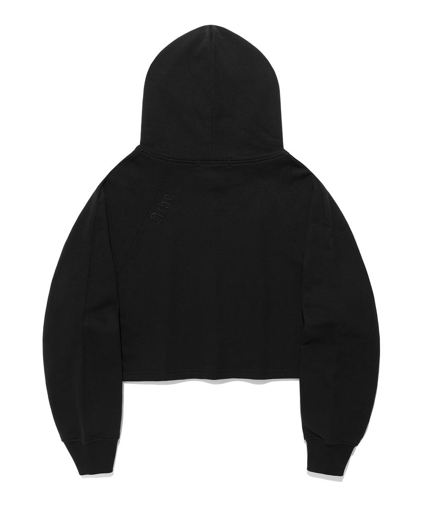 Oversized Cropped Logo Hoodie Black