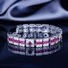 Fashion Red Ruby Bracelet for Women Simulated Gemstone Jewelry Rose Diamond Bangle