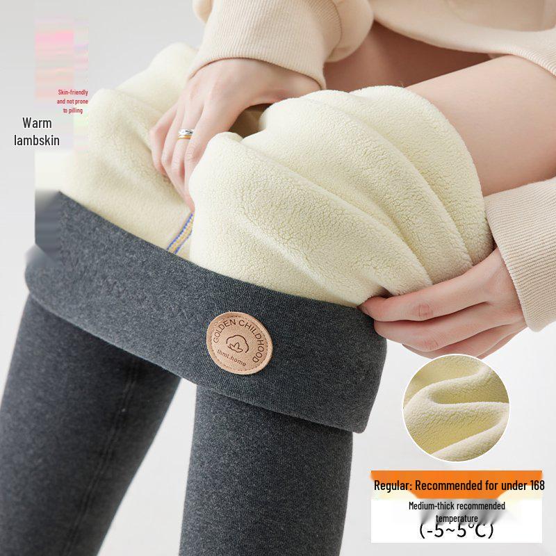 Women's Extra Thick High Waist Lambswool Leggings - Autumn/Winter Slim Fit, Plus Size, Velvet-Lined, Cotton.