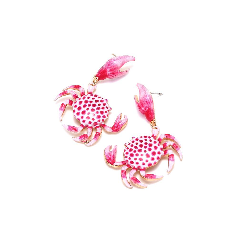 Vintage Pink Crab Ear Stud Creative Crab Claw Stud Earrings Trendy Crab Earrings  Girls
