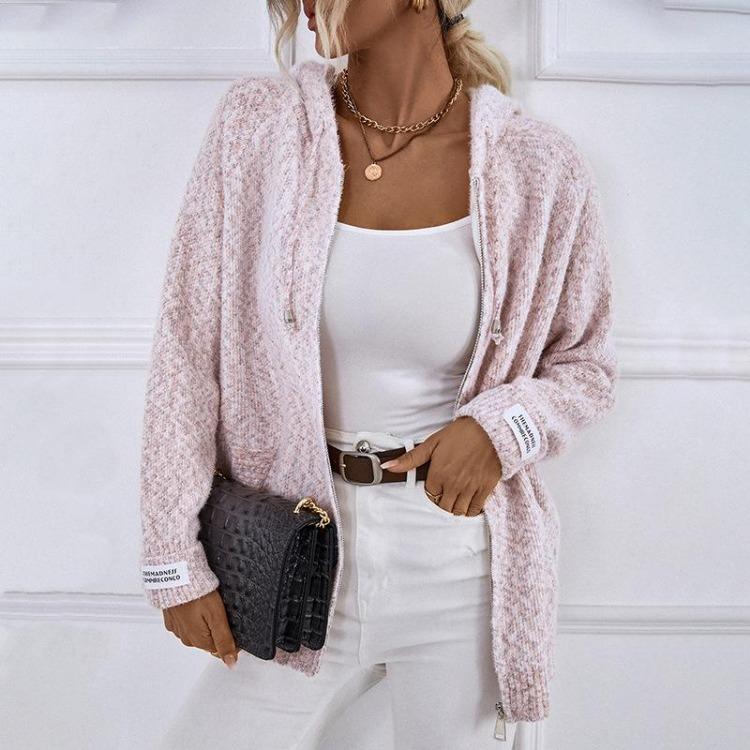 Loose V-Neck Long Sleeve Solid Color Vintage Knitwear Sweater Cardigan Top Autumn Winter
