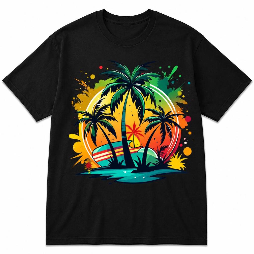 Retro Tropical Palm Tree Shirt – Summer Surf Beach Graphic Tee