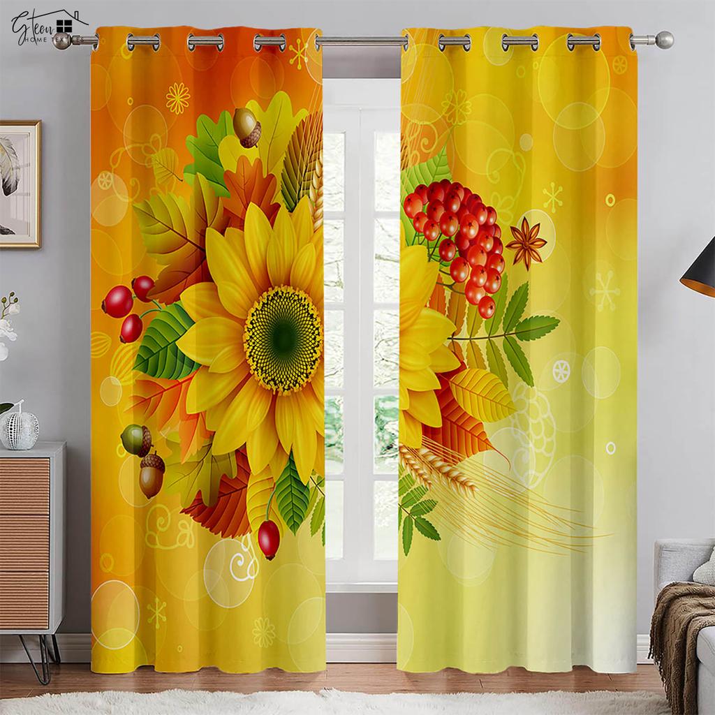 Flower Sunflower 3d Printing Curtain Light Blocking Heat Insulation Curtain Bed Room Living Room Study Light blocking Decoration Drapes