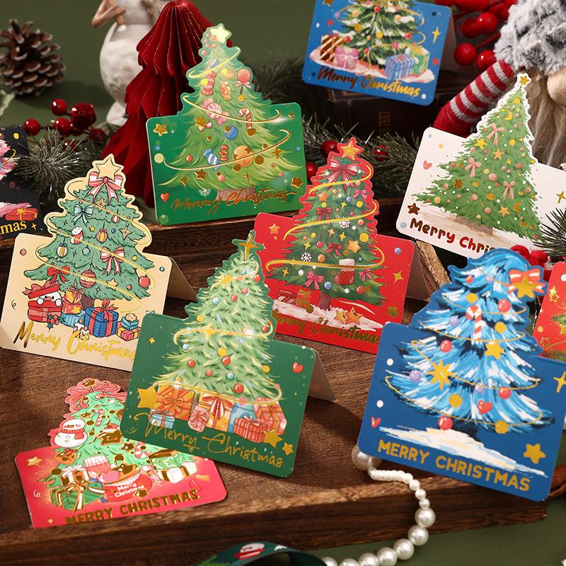 Weihnachten Weihnachtsbaum Bronzierte Grußkarte Florist Backgeschenke Kleine Karte Nachrichtenkarten