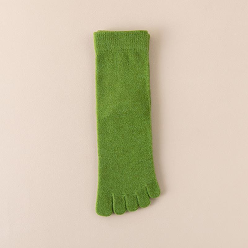 Women's Warm Wool Mid-Calf Five-Toe Socks - Multi-Color, Thick, Cold-Resistant for Autumn and Winter