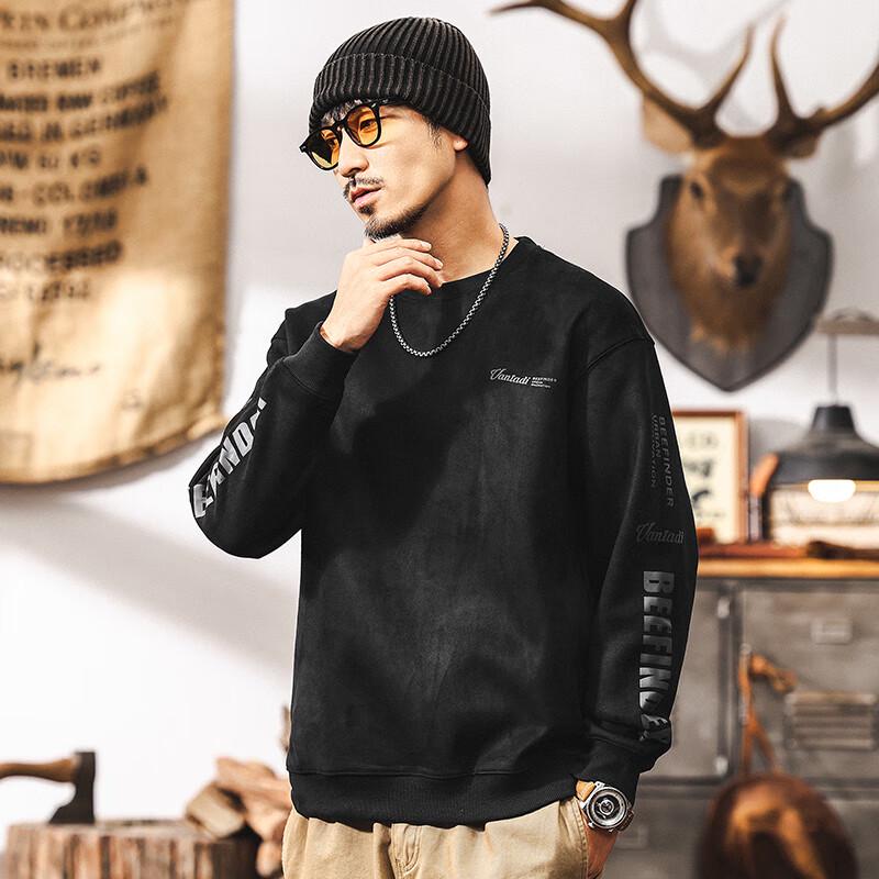 Men's American Retro Heavyweight Suede Sweatshirt