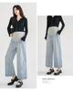 Maternity Fleece Support Jeans: Autumn/Winter Loose Straight-Leg 9-Point Slimming Pants for Pregnant Women