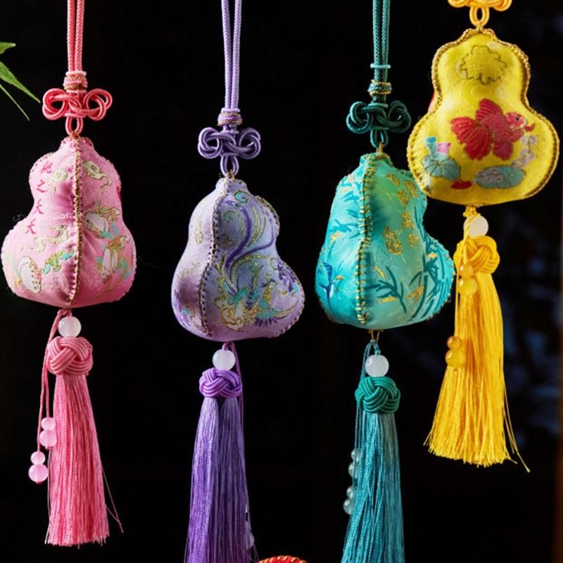 Cotton Gourd Embroidery Sachet Craft Set Easy Handmade Cultural Activity For Family Fun