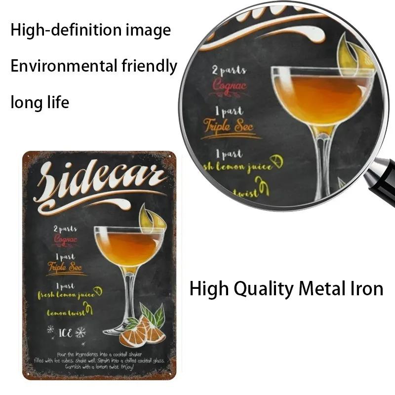 Vintage Fruit Juice Metal Tin Sign Mojito Aperol Spritz Posters and Sangria Drink Negroni Plaque for Club Bar Shop Home Decor