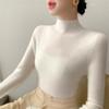 Women's Autumn Knit Pullover: Half-High Collar, Long Sleeve, Seamless One-Piece Base Layer Sweater