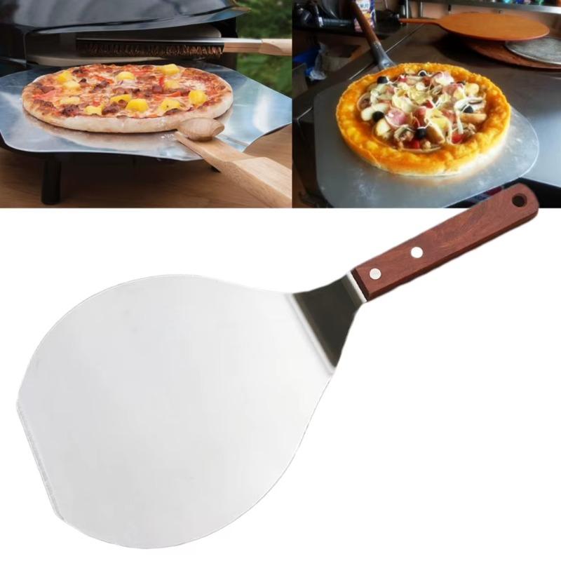 Non Stick Pastry Stainless Steel Kitchen Lifter Round Spatula Pizza Peel Paddle Hanging Hole Baking Tool Cake Shovel Chef Tools
