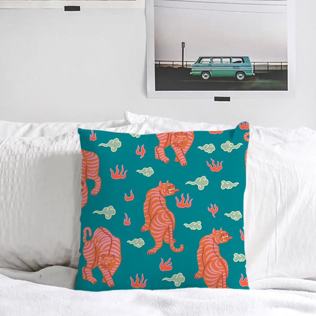 New Jungle Tigers Cushion Covers Modern Nordic Simple Pillowcase Hand Painted Cartoon Tigers Sofa Couch Throw Pillows Decor Home
