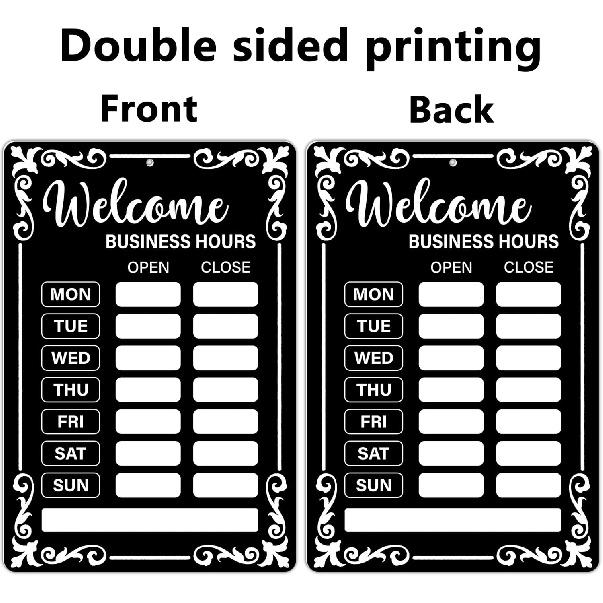 Lesnala 2Pcs Business Hours Sign Changeable Store Time Mark with Stickers for Coffee Bar Shop Restaurant Door Window Supplies 13.78 X 9.45 Inch PVC