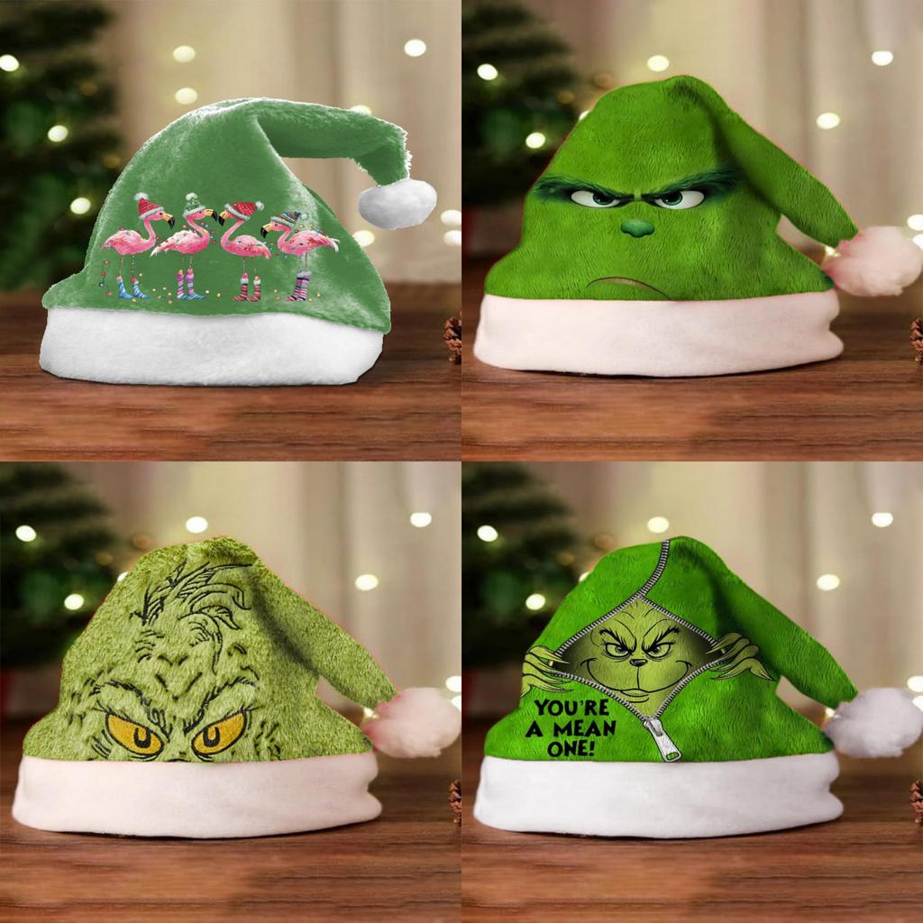 Grinch Green Christmas Hat With Thick Double Sided Velvet For Winter Holiday Celebration