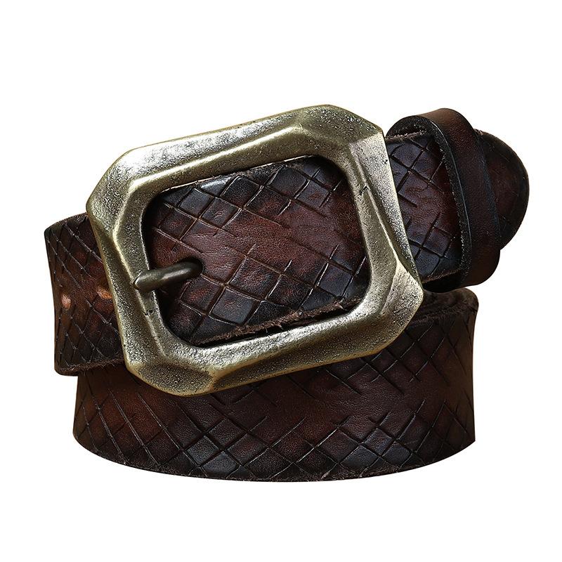 Men's Belt Thickened Real Leather Pin Buckle Personality Fashion Trend Youth Jeans Belt