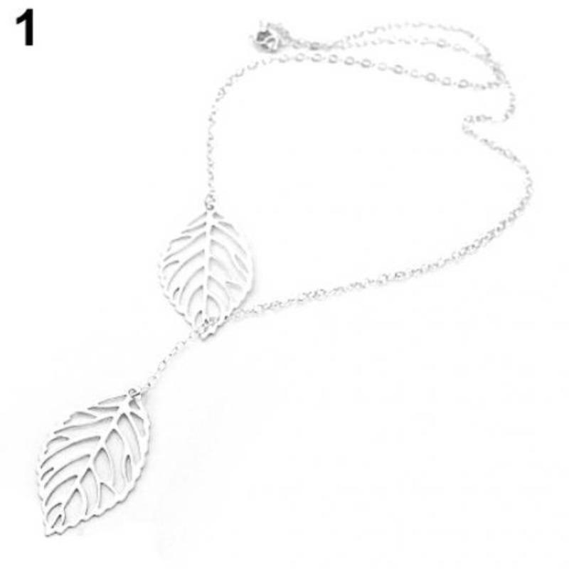 Leaf Necklace For Women, Double Leaf Design Collarbone Chain, Fashionable Necklace Jewelry Accessories
