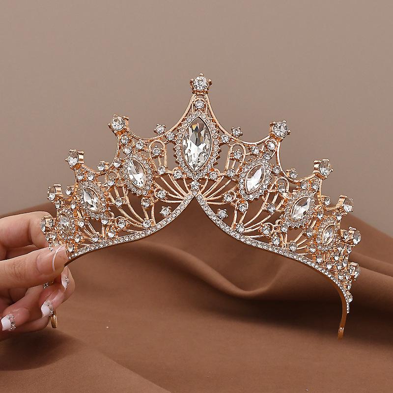 Baroque Retro Crystal Bridal Crown Rhinestone Headband Court Style Adult Hair Accessories