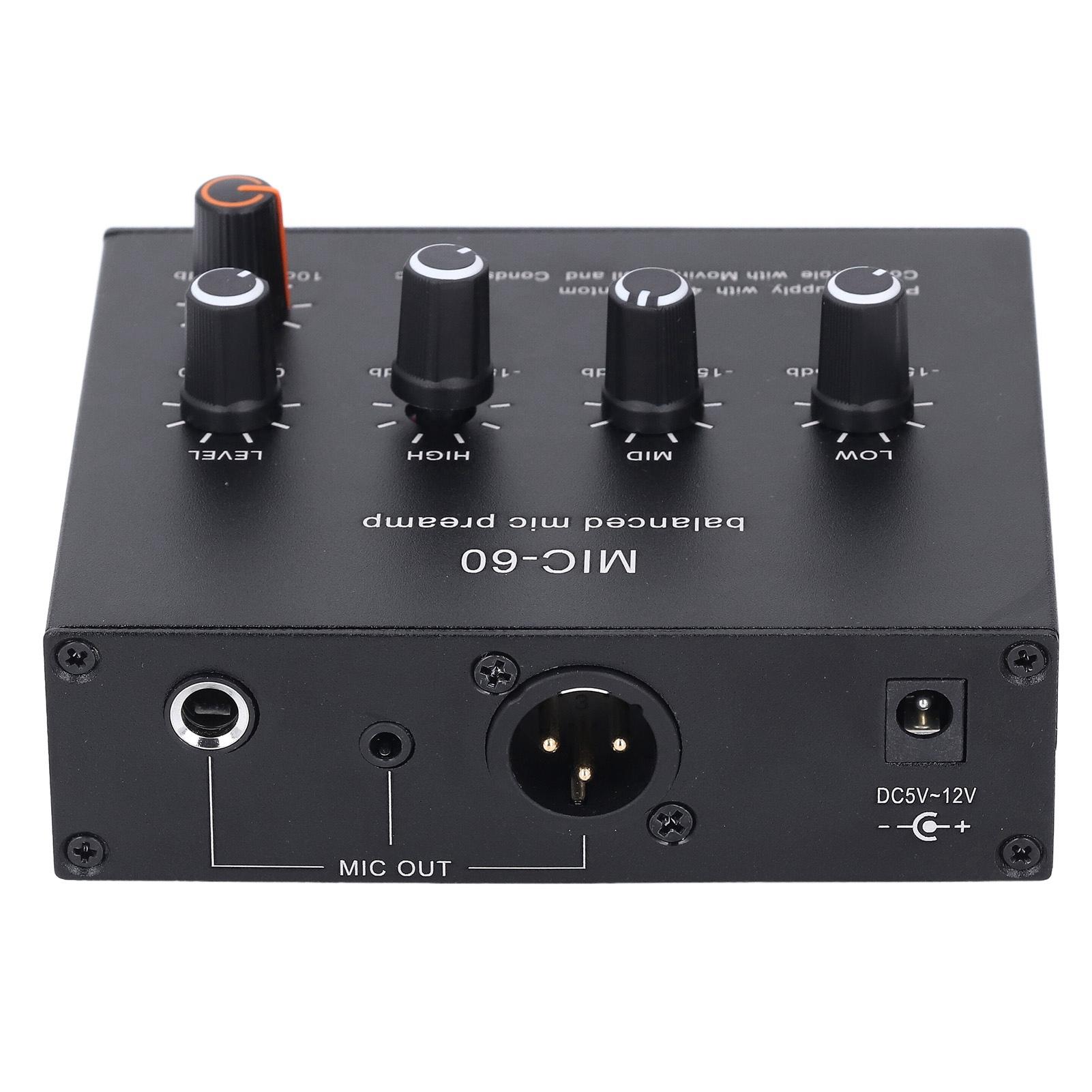 

Микрофонный предусилитель 3,5 мм 6,5 мм XLR интерфейс 60 дБ усиление 48 В фантомное питание динамический конденсаторный микрофон