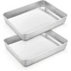 TeamFar Small Lasagna Pan Set of 2, 10.5’’ X 8’’ X 2’’ Stainless Steel Rectangular Brownie Cake Pan For Baking Roasting, Healthy &