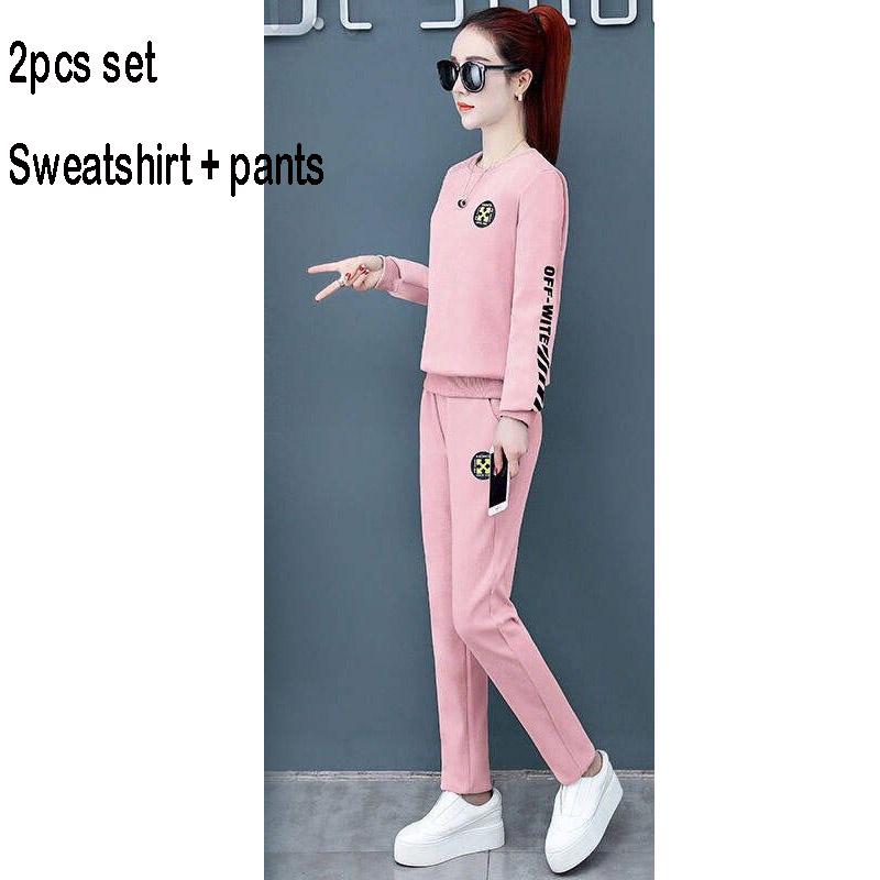 Casual Sweatshirt Set Large Size Spring and Autumn Women 2pcs Set Wild Long Sleeve
