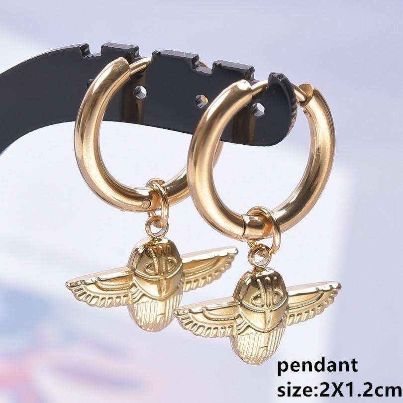 Gold Color Animal Pendant Earring Cute Sea Turtle Fish Tail Crab Stainless Steel Hoop Earrings for Women Men Accessories Jewelry