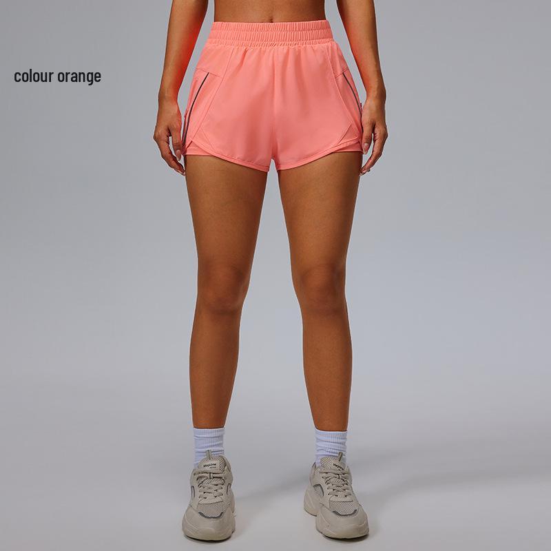Women's Quick-Dry Three-Quarter Running Shorts with Inner Lining and Double Layer for Fitness