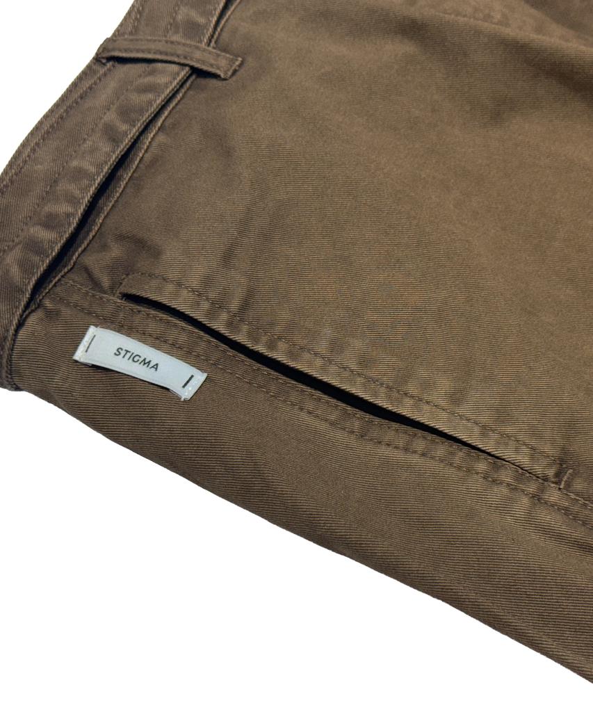 STIGMA Washed Belt Curved Pants Brown