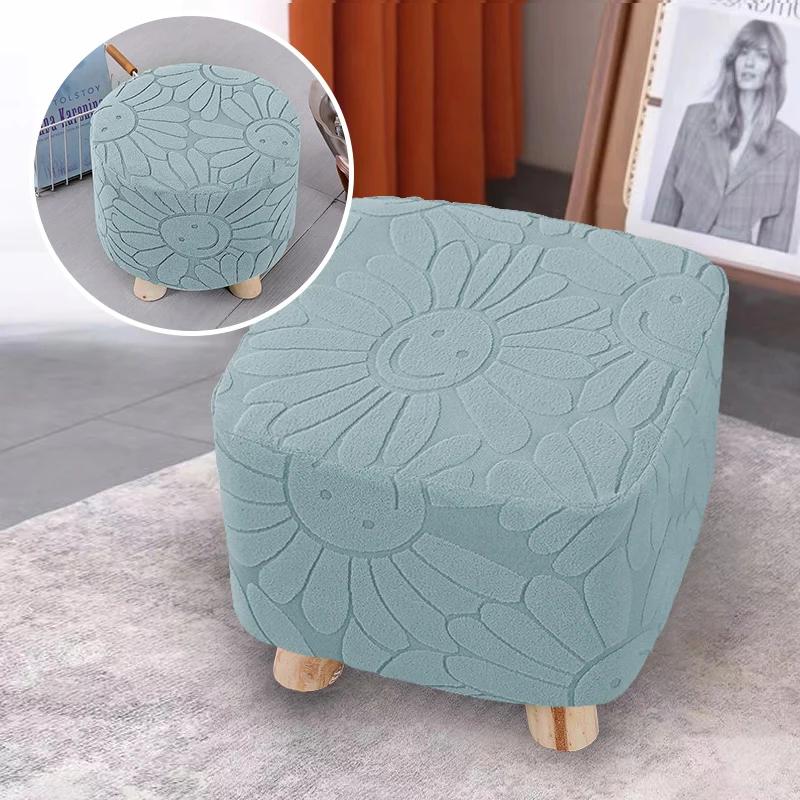 Washable Ottoman Cover Footrest Covers Elastic Seat Protective Case Chair Covers Footstool Protector Covers Without Stool