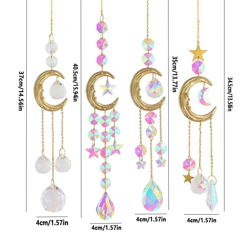 1ks,Crystal Chime Suncatcher,Domácí ložnice Balkonový Dekorační přívěsek Sun and Moon Prism