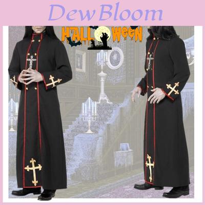 Men's Medieval Priest Costume For Cosplay And Halloween Cotton Blend Fabric, Available In M, L, Xl