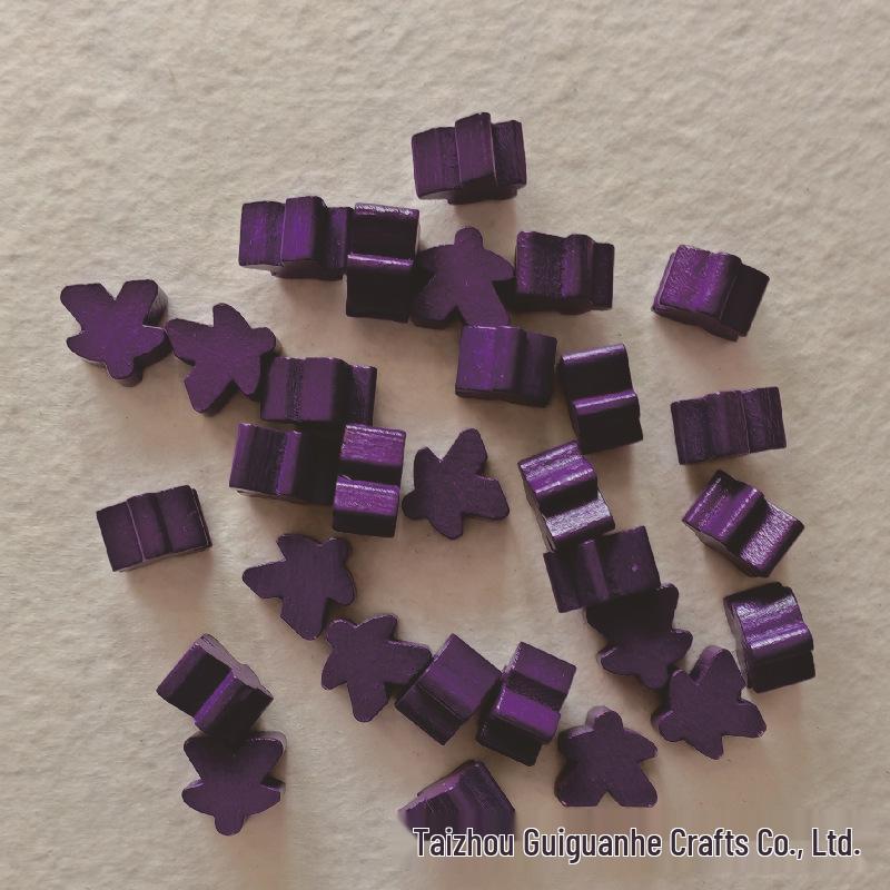 

Красочные деревянные миплы - игровые токены для Каркассона - Мультяшные шахматные фигуры 16x16x10mm фиолетовый