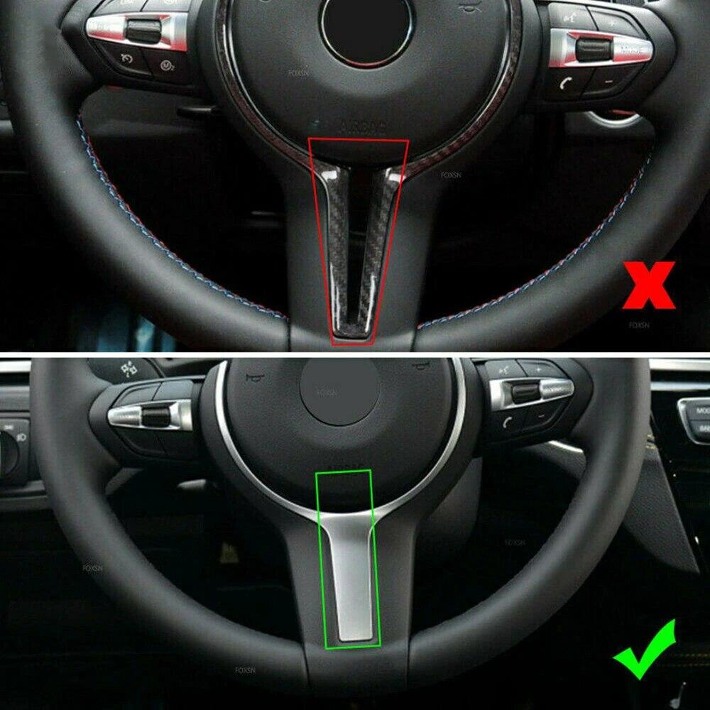 For BMW F10 F22 F30 F32 F10 M Sport Carbon Fiber Look Car Interior Steering Wheel Trim Cover Sticker Button Frame Decoration