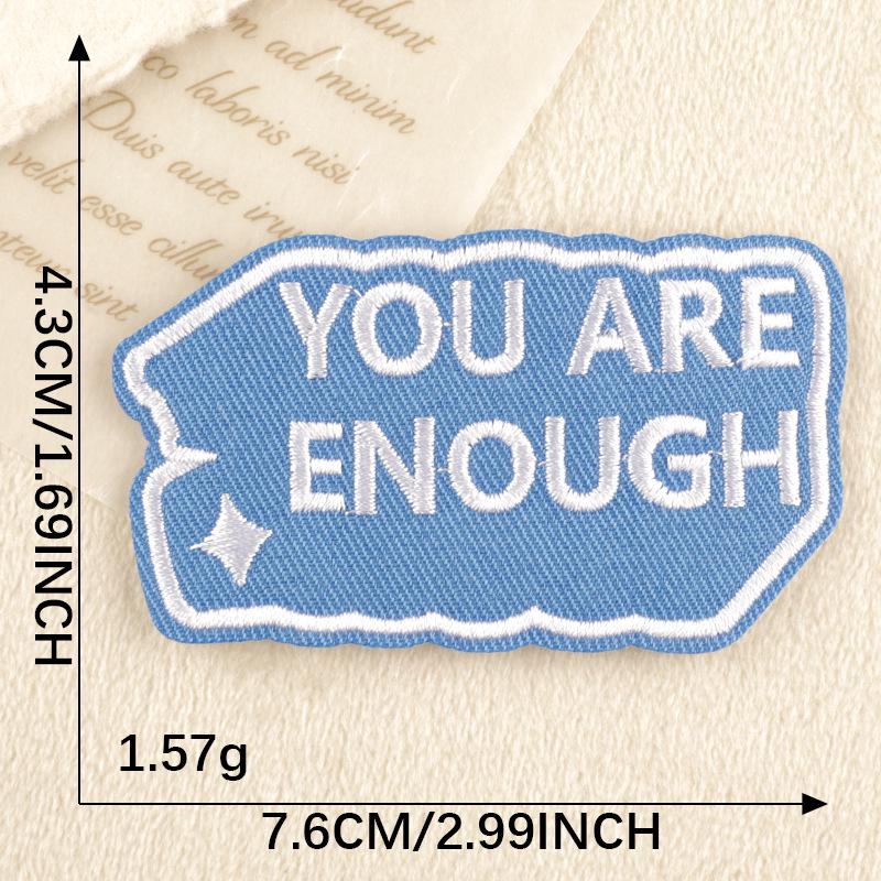 Doku Cartoon English Embroidery Patch Set: Computer Embroidery Labels, Bag Stickers, Clothing Accessories, and Cloth Stickers
