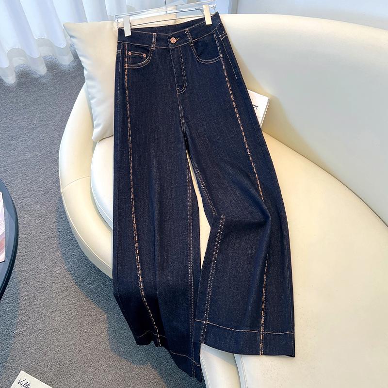 

Women s 2025 Dark Wide-Leg Jeans: Stylish Loose-Fit for Spring & Autumn 30 - 2XL синий