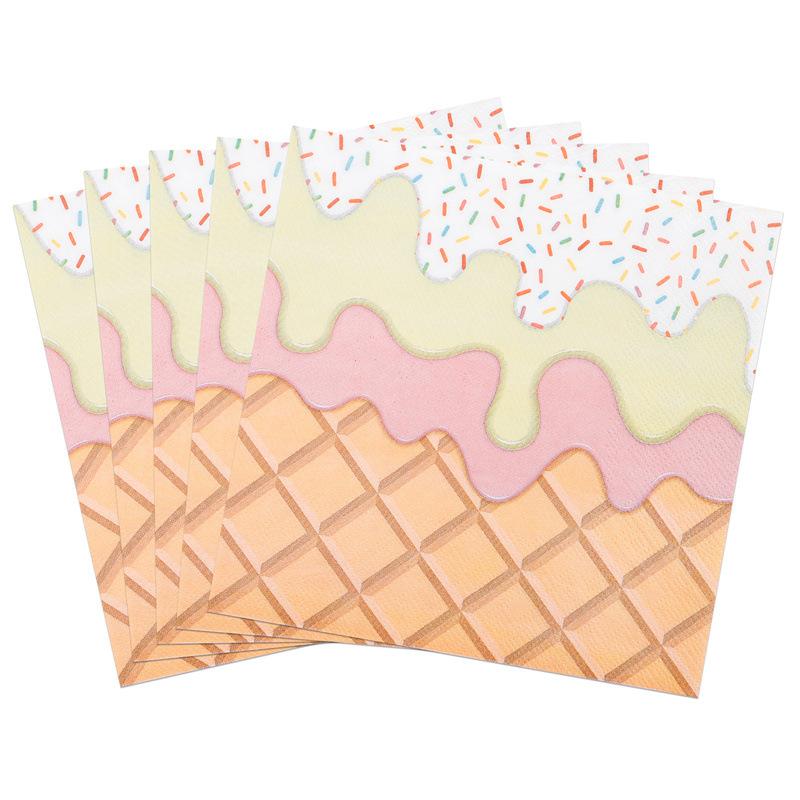 Ice Cream Printed Napkins Disposable Party Supplies Birthday Party Decoration Colorful Paper Towels Tableware Pads Kids Favor
